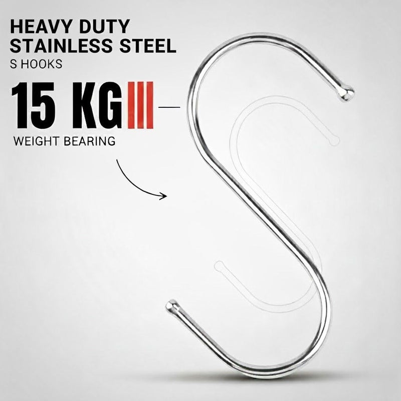 WHITECLOUDZ 30-Pack Silver S Hooks for Hanging Plants, Stainless Steel S hooks for hanging heavy-duty, Closet Hooks for Hangings Clothes, Durable kitchen hooks for hangin Utensils, Pots, Clothes & Bag - Image 3